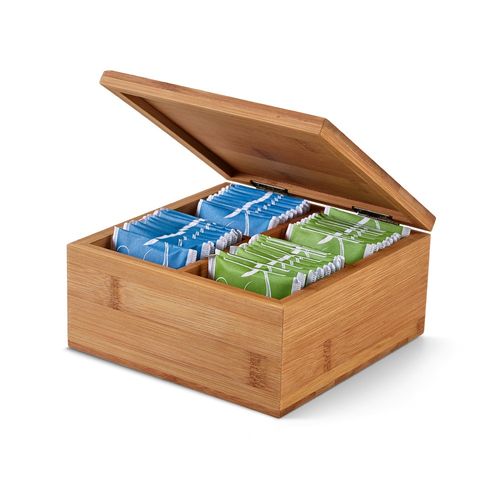 ARNICA. Bamboo tea box with 4 compartments and magnet closure