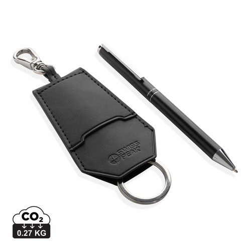 SP Tula RCS certified recycled PU key holder and pen set SP Tula RCS certified recycled PU key holder and pen set