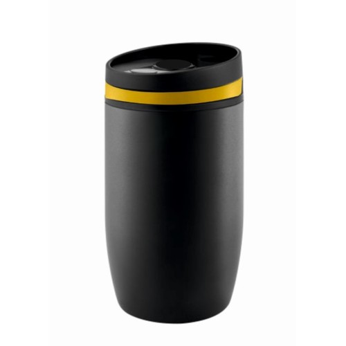 Metmaxx® thermo mug "CremaOfficinaNero" black/ring yellow Metmaxx® thermo mug "CremaOfficinaNero" black/ring yellow