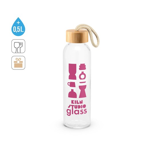 CROSBY. Butelka szklana z bambusową pokrywką, 520 ml