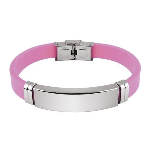 BRACCIALE ACCIAIO E EVA ROSA 1CM