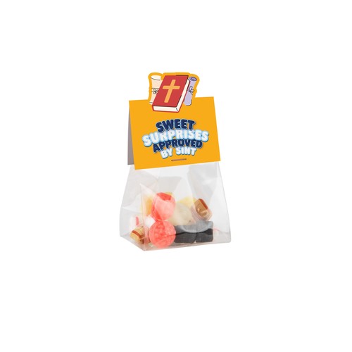 Block bag with header card in your own shape and 50 grams of candy