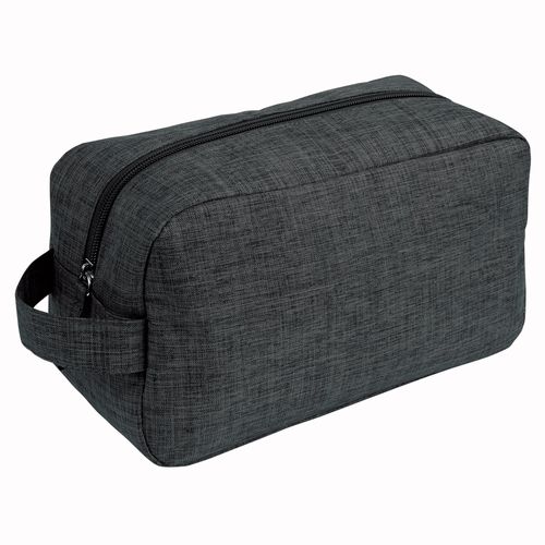300D polyester melange fabric cosmetic bag with handle