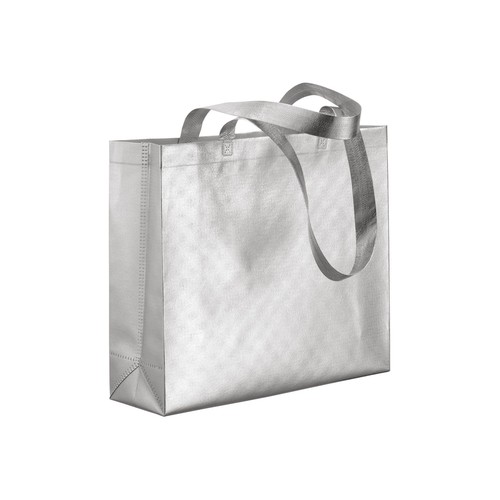 Bolsa con fuelle de tejido sin tejer laminado 100 g/m2 termosoldado, con asas largas Bolsa con fuelle de tejido sin tejer laminado 100 g/m2 termosoldado, con asas largas