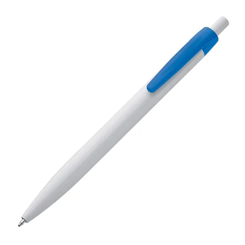 White plastic ball pen with coloured clip White plastic ball pen with coloured clip