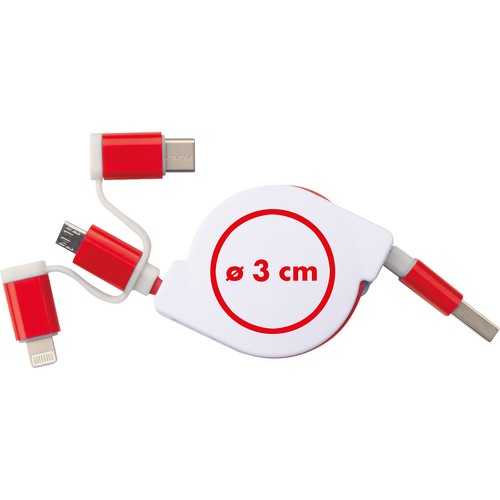 Extendable charging cable with 3 plugs