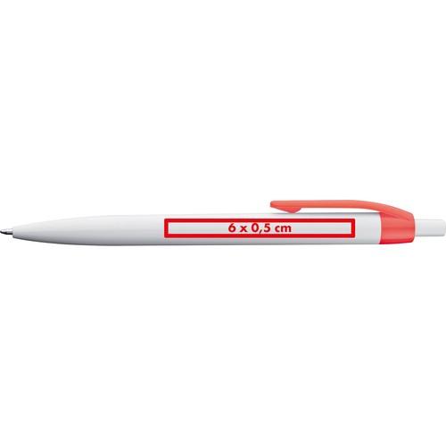 White plastic ball pen with coloured clip