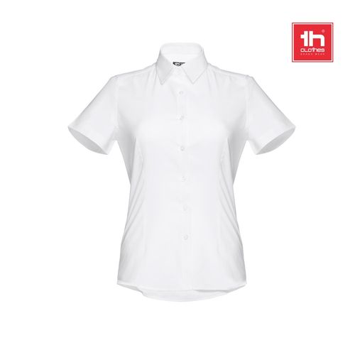 THC LONDON WOMEN WH. Camicia oxford da donna a maniche corte. Colore bianco THC LONDON WOMEN WH. Camicia oxford da donna a maniche corte. Colore bianco