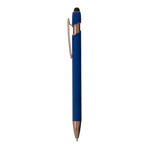 Penna a scatto in alluminio gommato con gommino per touch screen Penna a scatto in alluminio gommato con gommino per touch screen