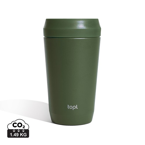 Bicchiere Topl in rAcciaio con tappo 360 brevettato 354ml Bicchiere Topl in rAcciaio con tappo 360 brevettato 354ml