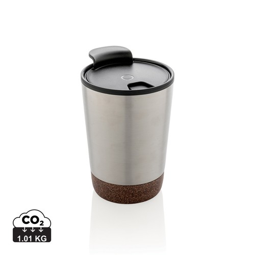 GRS gerecycled PP en roestvrijstalen kurk koffiebeker GRS gerecycled PP en roestvrijstalen kurk koffiebeker
