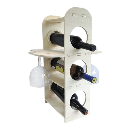 SUPPORT EN BOIS POUR BOUTEILLES ET TASSES IMP NON INCLUS