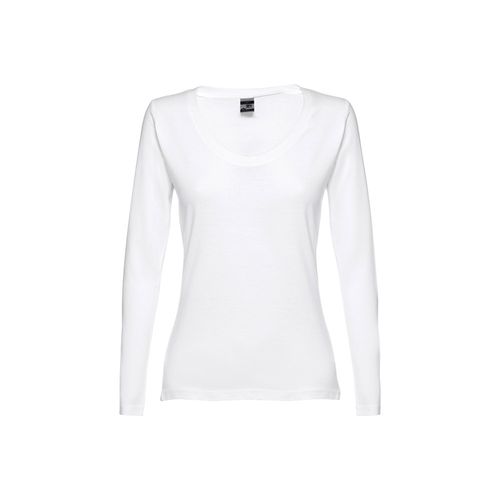 THC BUCHAREST WOMEN WH. T-shirt da donna sfiancata a maniche lunghe