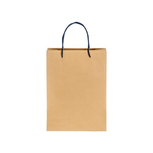 150 g/m2 natural recycled paper bag with gusset and short colored handles
