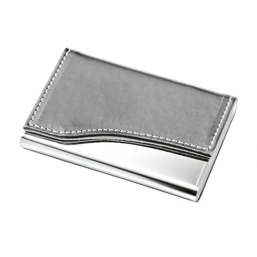 BUSINESS CARD HOLDER METAL - PU GREY