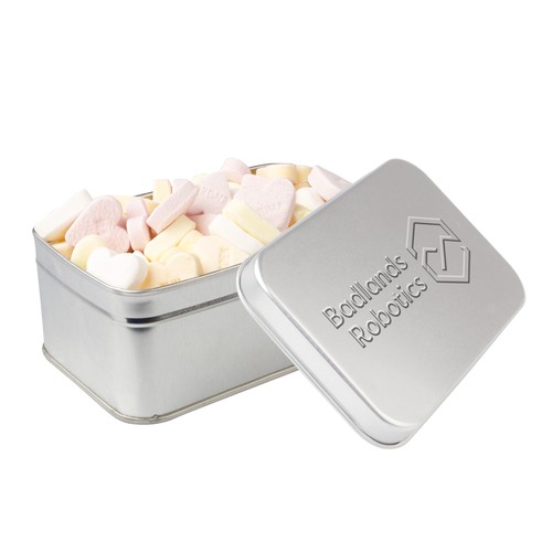 Square tin with embossing Square tin with embossing