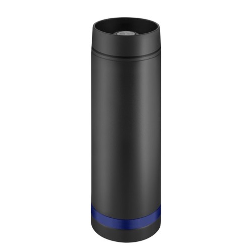 Metmaxx® mug thermo "Crema" 360° noir/anneau bleu