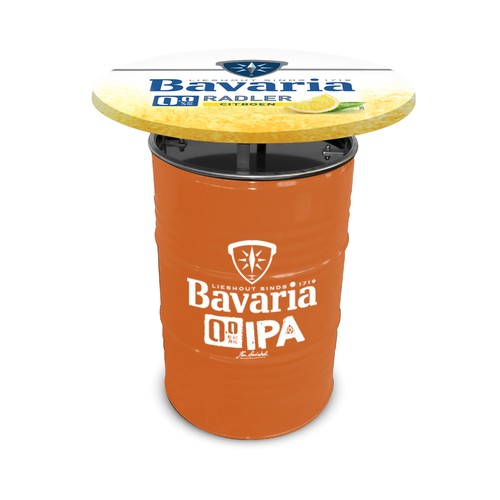 Barrel Table RAL Colour with Full Colour Table Top