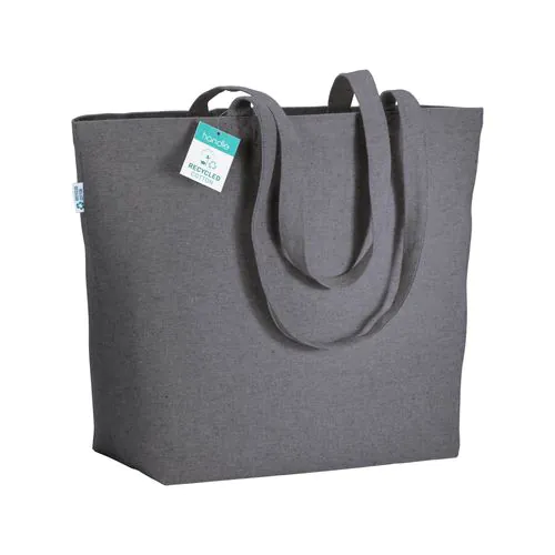 Tote-bag avec soufflet à la base en coton recyclé 280 g/m2, anses longues Tote-bag avec soufflet à la base en coton recyclé 280 g/m2, anses longues