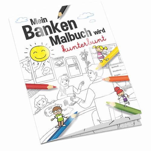 Colouring book / set A6 - banks - Colouring set with individual front and back sides