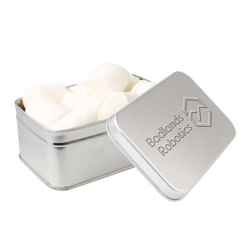 Square tin with embossing