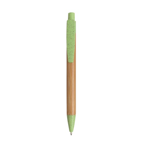 Penna a scatto in bambù con particolari in paglia di grano (50%) e PP (50%)