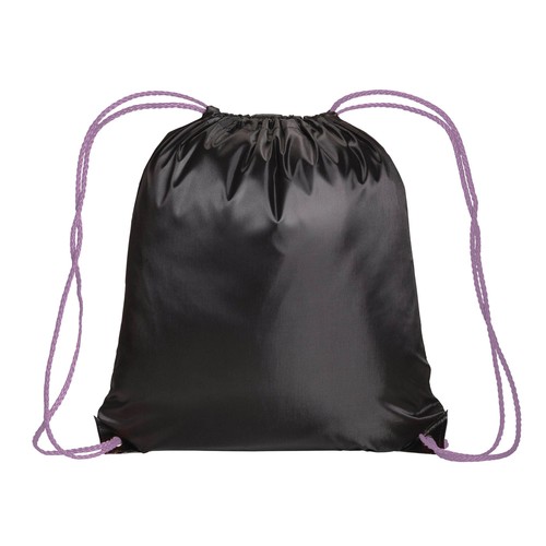Black 210T polyester backpack with drawstring closure, reinforced black corners Black 210T polyester backpack with drawstring closure, reinforced black corners