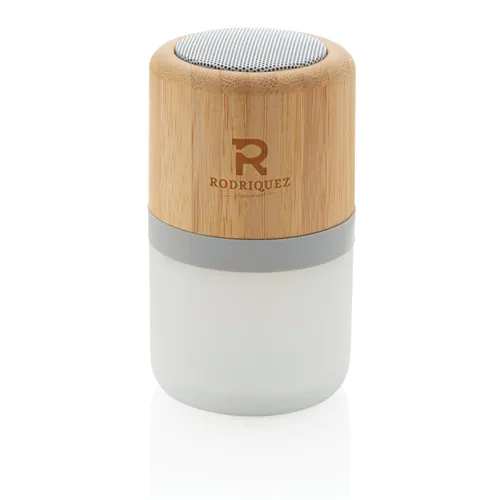 Enceinte 3W en bambou avec lumière d'ambiance Enceinte 3W en bambou avec lumière d'ambiance