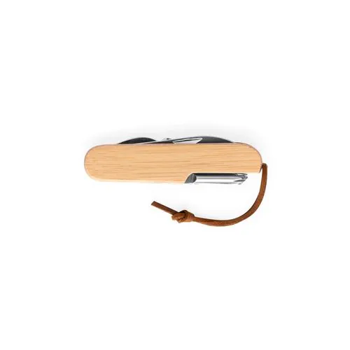 RYKER. Multifunktionales Taschenmesser aus Bambus und Edelstahl mit PU-Griff RYKER. Multifunktionales Taschenmesser aus Bambus und Edelstahl mit PU-Griff