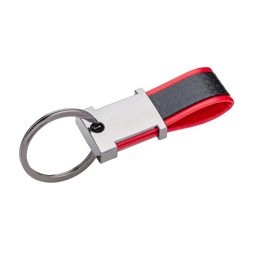 Porte-clés en métal bruni et PU bicolore, avec un espace adapté au logo en résine