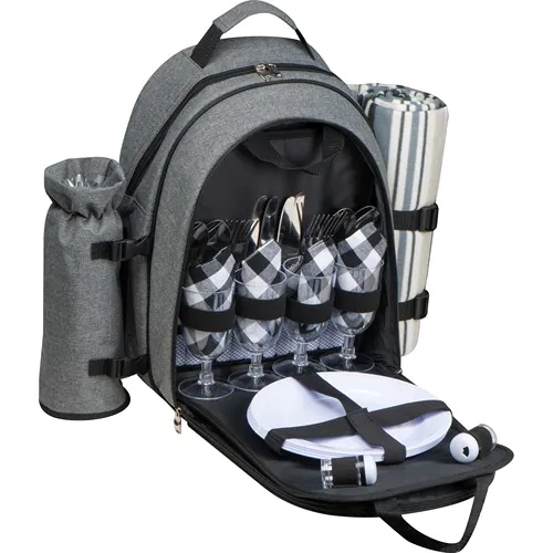 Picnic backpack for 4 Persons including also a picnic blanket Picnic backpack for 4 Persons including also a picnic blanket