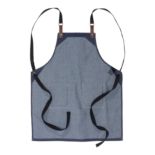 Grembiule da cucina regolabile in cotone denim con 2 tasche frontali. Grembiule da cucina regolabile in cotone denim con 2 tasche frontali.