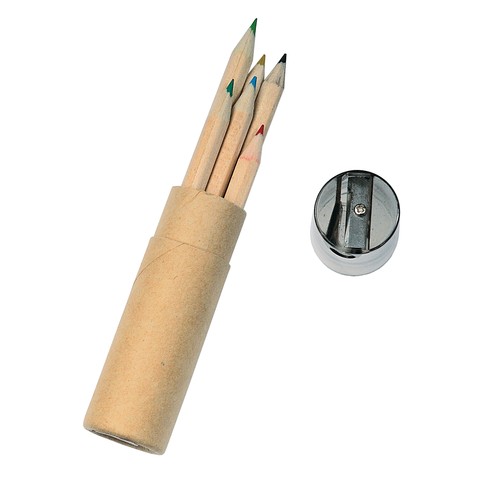 6 lápices hexagonales de color con sacapuntas