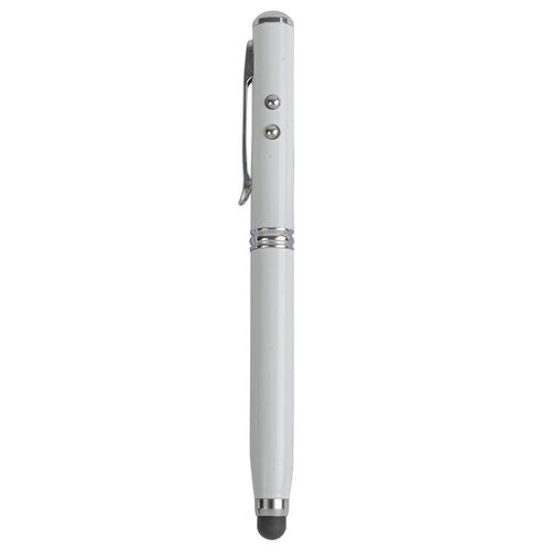 Multifunctional metal pen with LED light, laser and touchscreen rubber tip