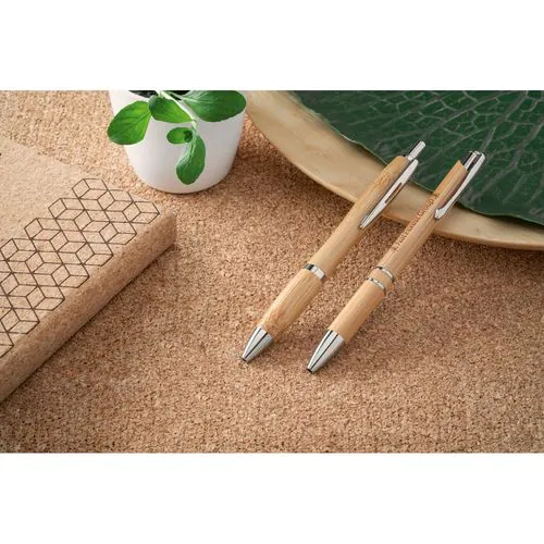 NICOLE. Bamboo ball pen with clip and metal trim NICOLE. Bamboo ball pen with clip and metal trim