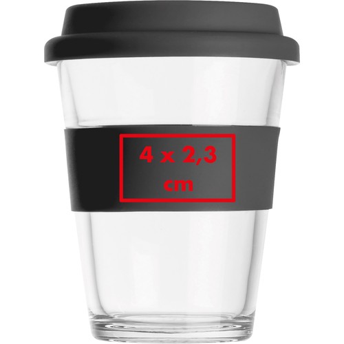 Glass mug with silicon sleeve and lid