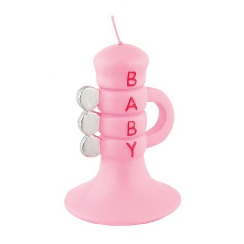 BOUGIE "TROMPETTE" BÉBÉ ROSE H75 MM BOUGIE "TROMPETTE" BÉBÉ ROSE H75 MM