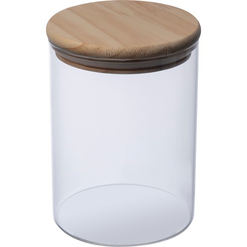 Borosilicate glass jar with pine wood lid, 700 ml Borosilicate glass jar with pine wood lid, 700 ml