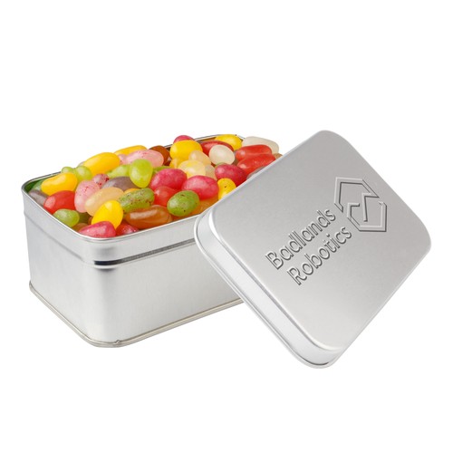 Square tin with embossing