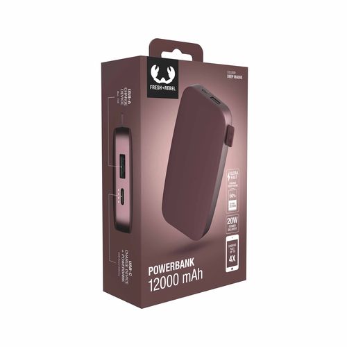 Fresh 'n Rebel Powerbank 12000 mAh USB-C Deep Mauve Fresh 'n Rebel Powerbank 12000 mAh USB-C Deep Mauve
