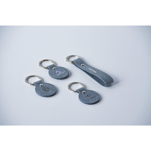 Recycled Denim Textile Keyring Round