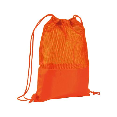 210T polyester backpack with mesh and drawstring closure