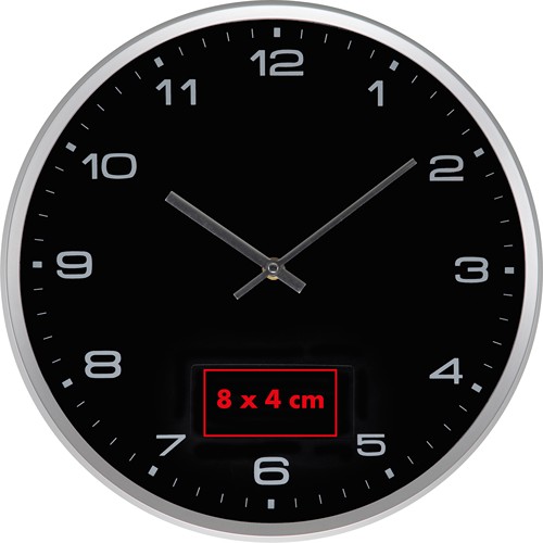 Wall clock with silver frame and click system