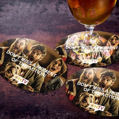 Rugby Ball Shaped Premium Beer Mat Rugby Ball Shaped Premium Beer Mat