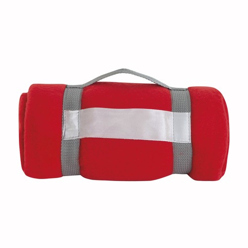 Fleece blanket 190 gr, rolled with customisable nylon straps Fleece blanket 190 gr, rolled with customisable nylon straps