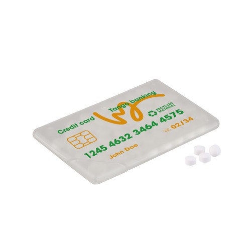 Carte de crédit à la menthe avec des bonbons à la menthe sans sucre Carte de crédit à la menthe avec des bonbons à la menthe sans sucre