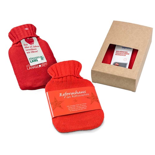 Mini hot-water bottle - with paper band Mini hot-water bottle - with paper band