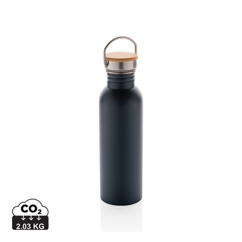 Bouteille en acier inoxydable avec couvercle en bambou Bouteille en acier inoxydable avec couvercle en bambou