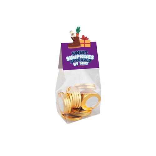 Block bag with header card in your own shape and 100 grams of candy Block bag with header card in your own shape and 100 grams of candy