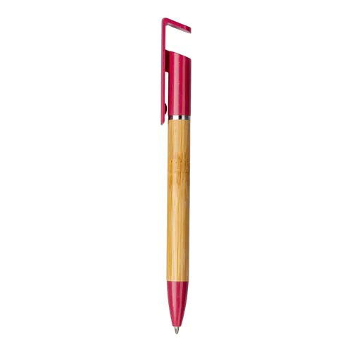 Bamboo and wheat straw twist pen with mobile phone stand